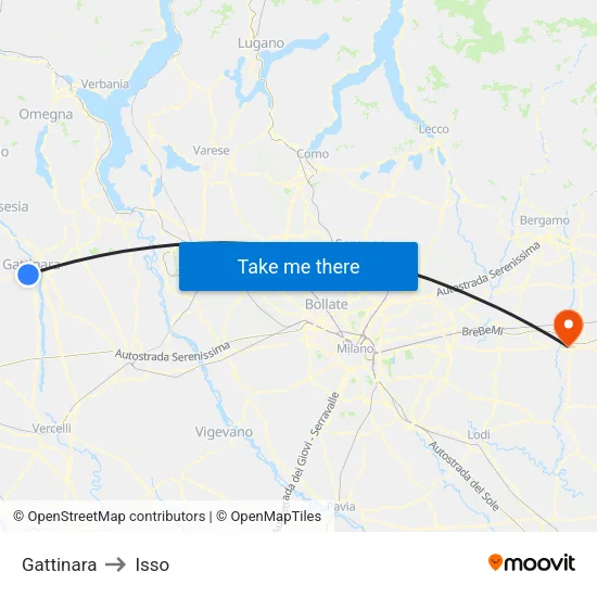 Gattinara to Isso map