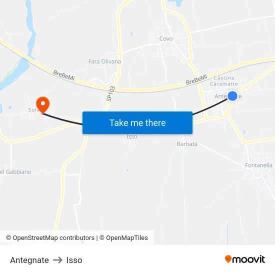 Antegnate to Isso map