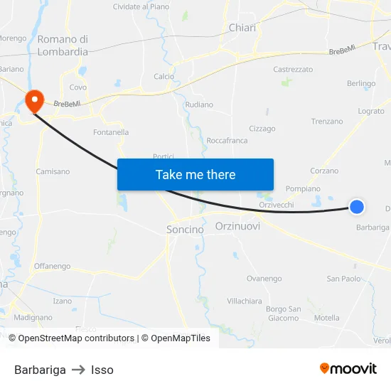 Barbariga to Isso map