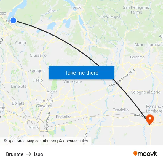 Brunate to Isso map