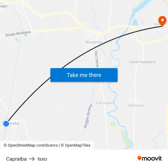 Capralba to Isso map