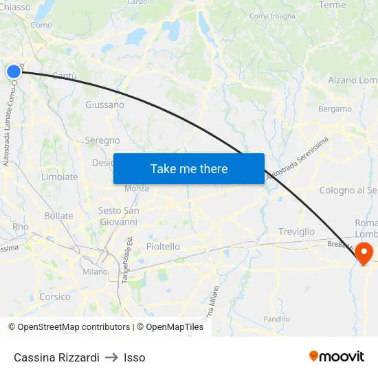Cassina Rizzardi to Isso map