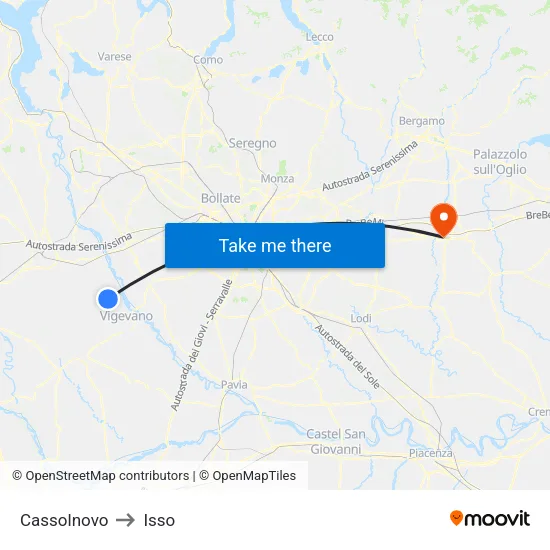 Cassolnovo to Isso map