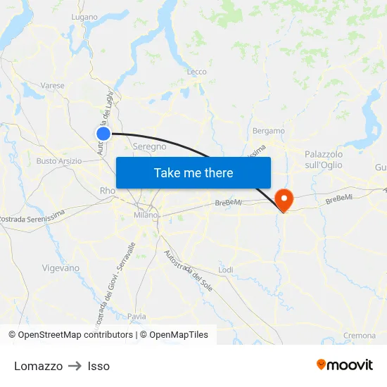 Lomazzo to Isso map