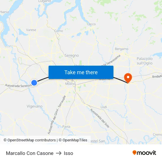 Marcallo con Casone to Isso map
