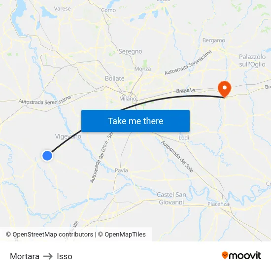 Mortara to Isso map