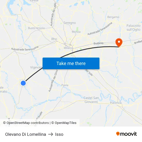 Olevano Di Lomellina to Isso map