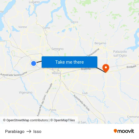 Parabiago to Isso map