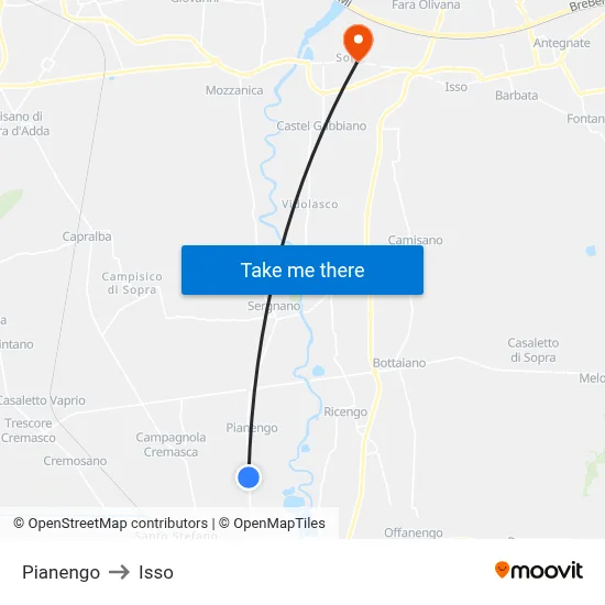 Pianengo to Isso map