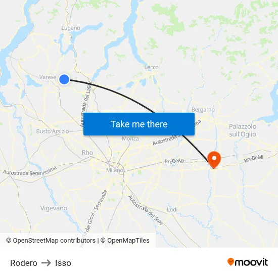 Rodero to Isso map