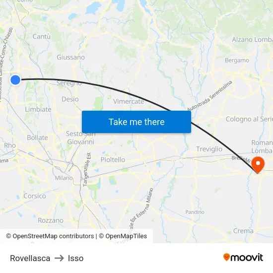 Rovellasca to Isso map