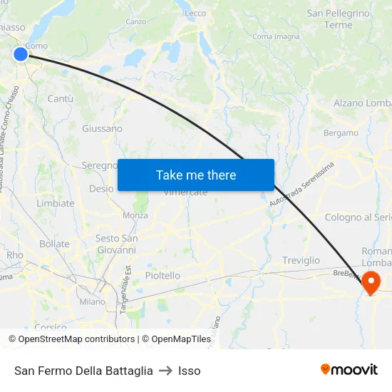 San Fermo Della Battaglia to Isso map