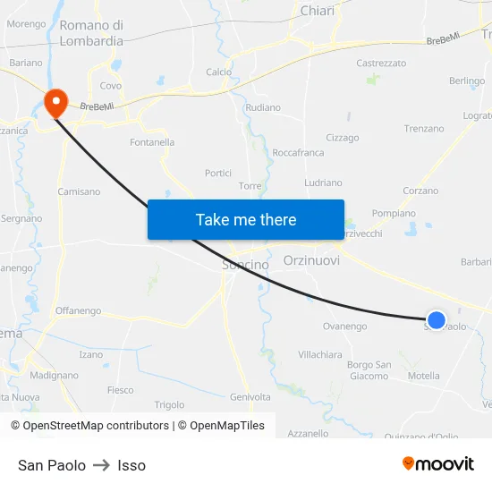 San Paolo to Isso map