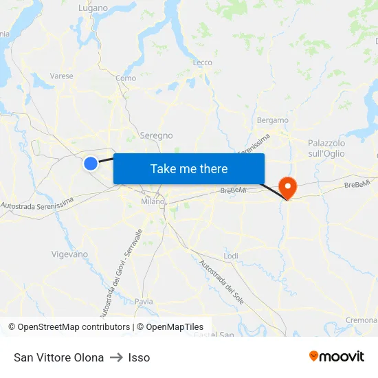 San Vittore Olona to Isso map