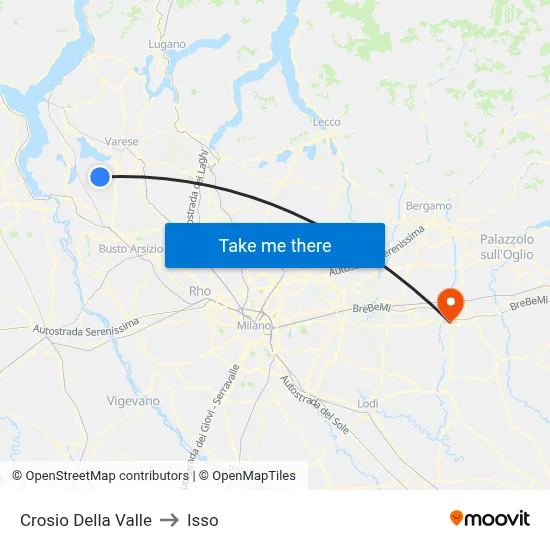 Crosio Della Valle to Isso map