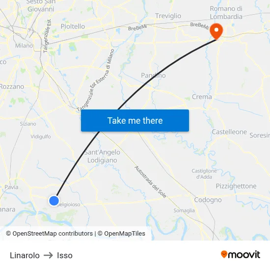 Linarolo to Isso map