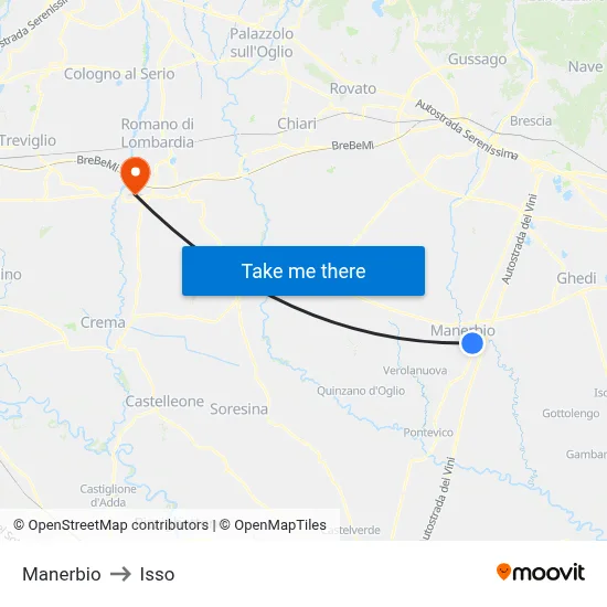 Manerbio to Isso map
