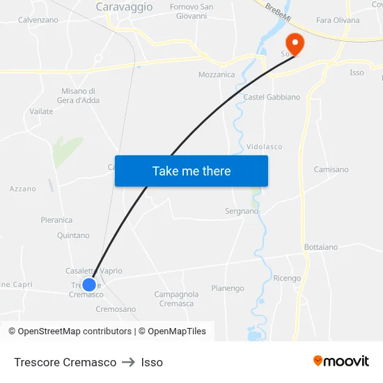 Trescore Cremasco to Isso map