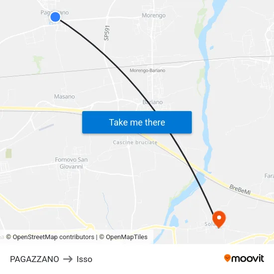 PAGAZZANO to Isso map