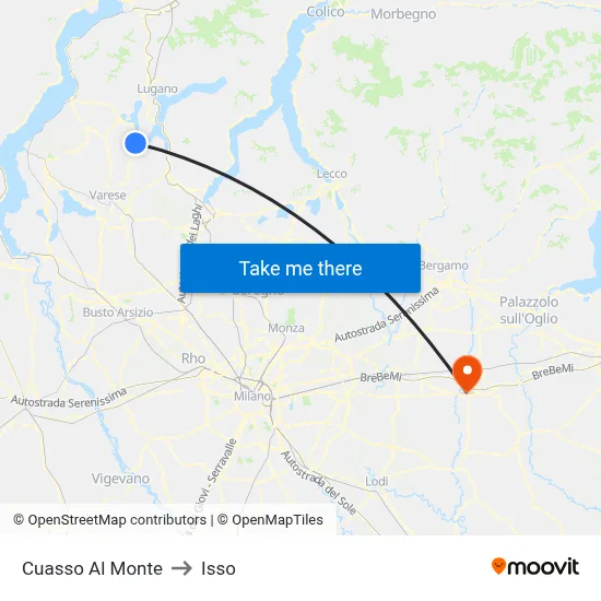Cuasso Al Monte to Isso map