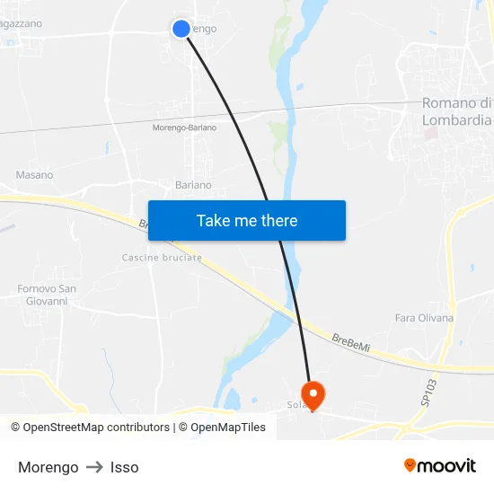 Morengo to Isso map