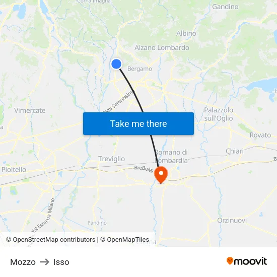 Mozzo to Isso map