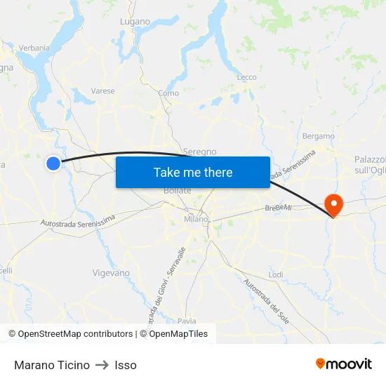 Marano Ticino to Isso map