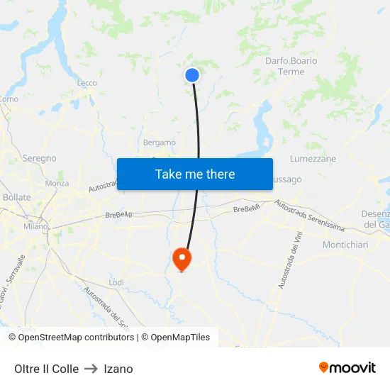Oltre Il Colle to Izano map