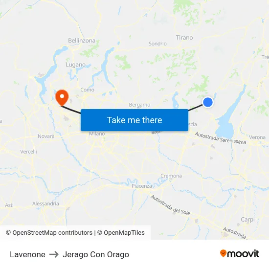 Lavenone to Jerago con Orago map