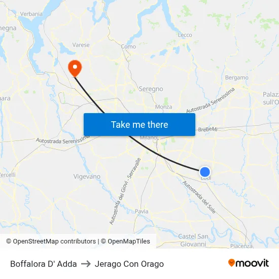 Boffalora D'Adda to Jerago con Orago map