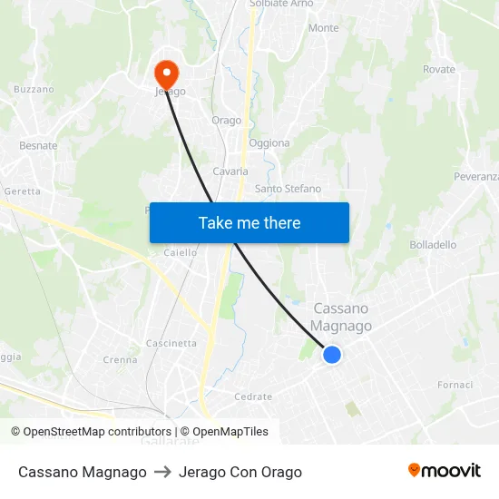 Cassano Magnago to Jerago con Orago map