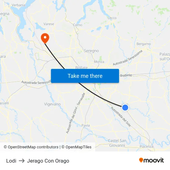 Lodi to Jerago con Orago map