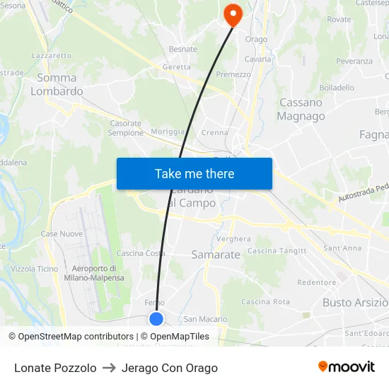 Lonate Pozzolo to Jerago con Orago map