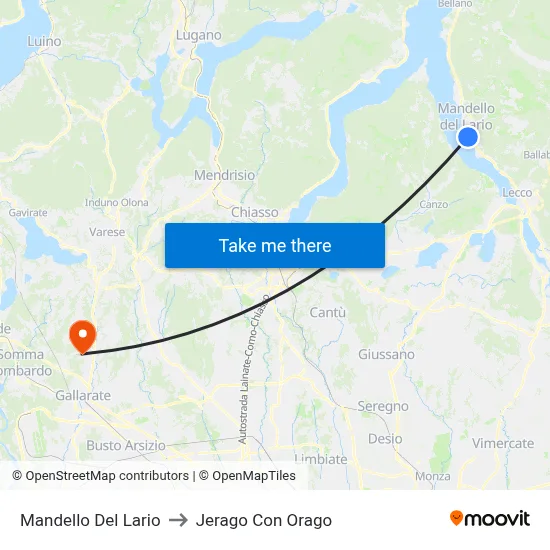 Mandello Del Lario to Jerago con Orago map