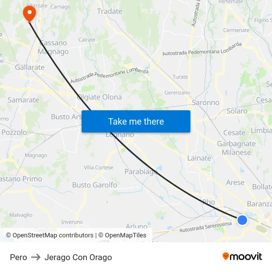 Pero to Jerago con Orago map