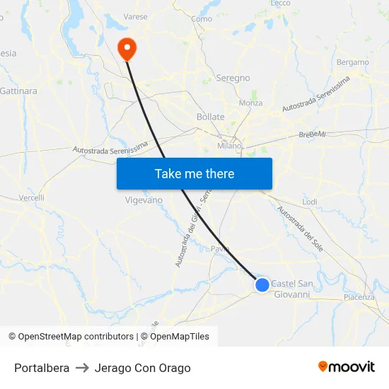Portalbera to Jerago con Orago map