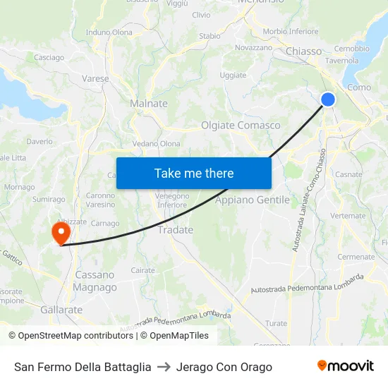 San Fermo Della Battaglia to Jerago con Orago map