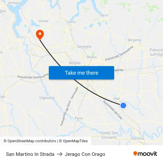 San Martino In Strada to Jerago Con Orago map