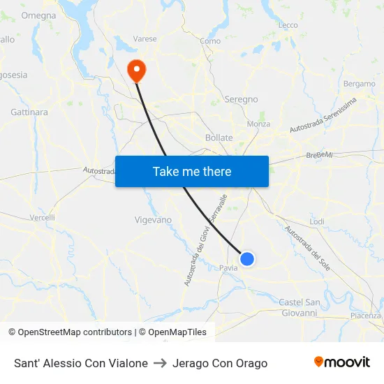 Sant'Alessio con Vialone to Jerago con Orago map