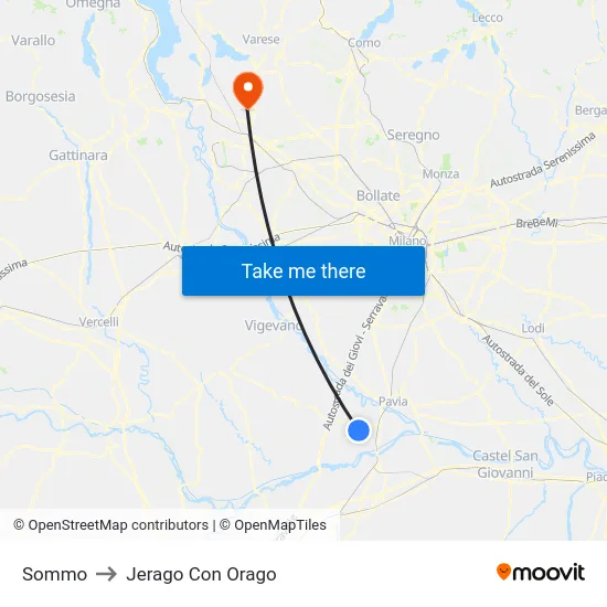 Sommo to Jerago con Orago map