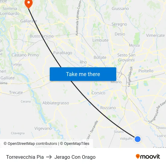 Torrevecchia Pia to Jerago con Orago map