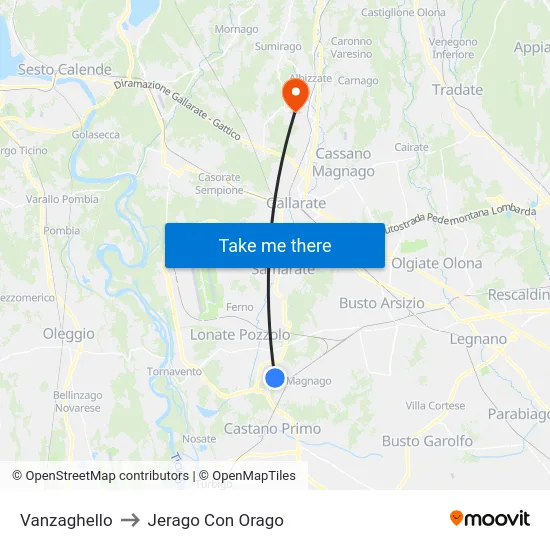 Vanzaghello to Jerago con Orago map