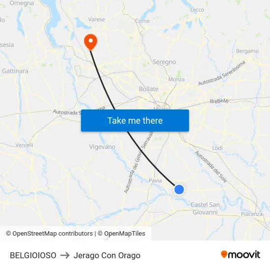 Belgioioso to Jerago con Orago map