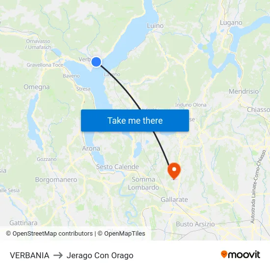 Verbania to Jerago con Orago map