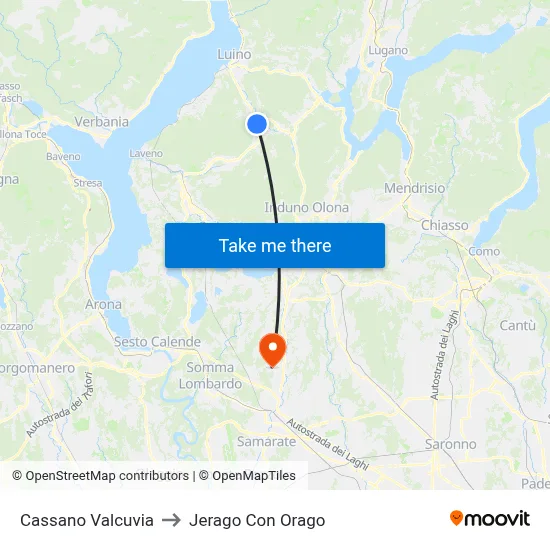 Cassano Valcuvia to Jerago con Orago map