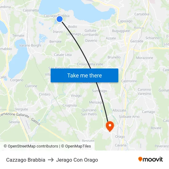 Cazzago Brabbia to Jerago con Orago map