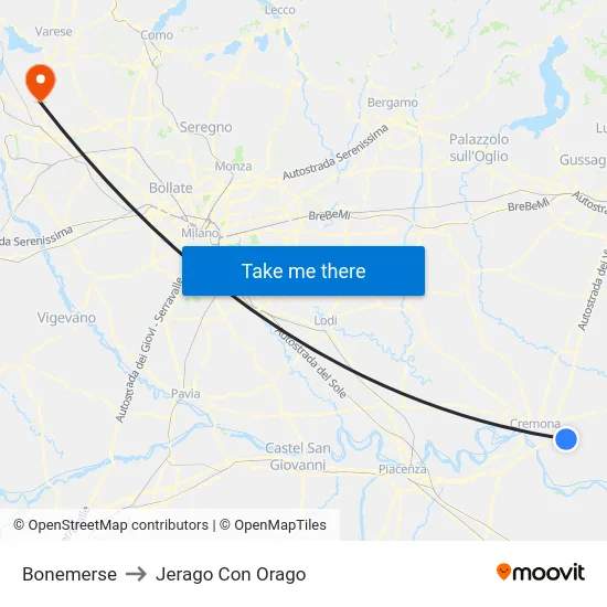 Bonemerse to Jerago Con Orago map