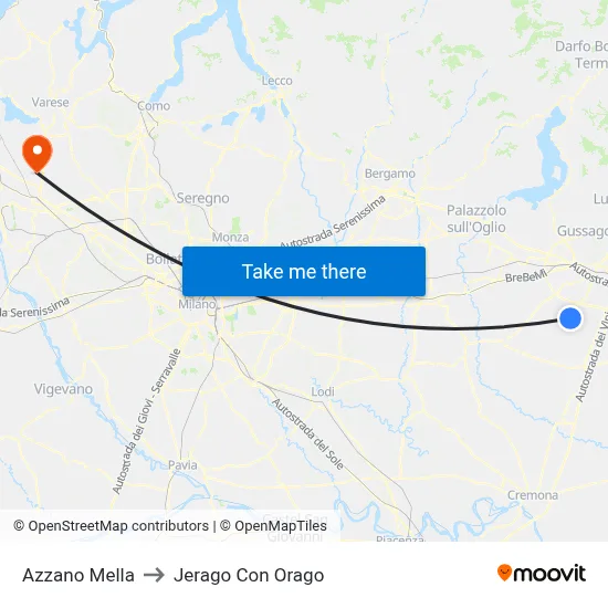 Azzano Mella to Jerago Con Orago map