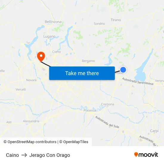 Caino to Jerago con Orago map