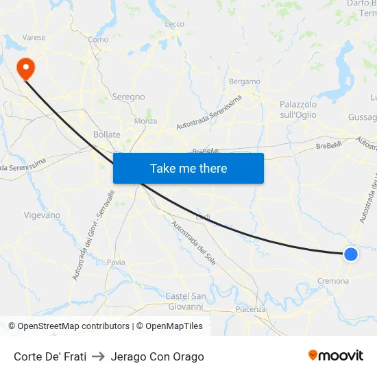 Corte de' Frati to Jerago con Orago map